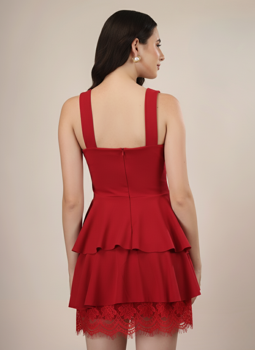 GOLDEN BLOOM PEPLUM MINI DRESS