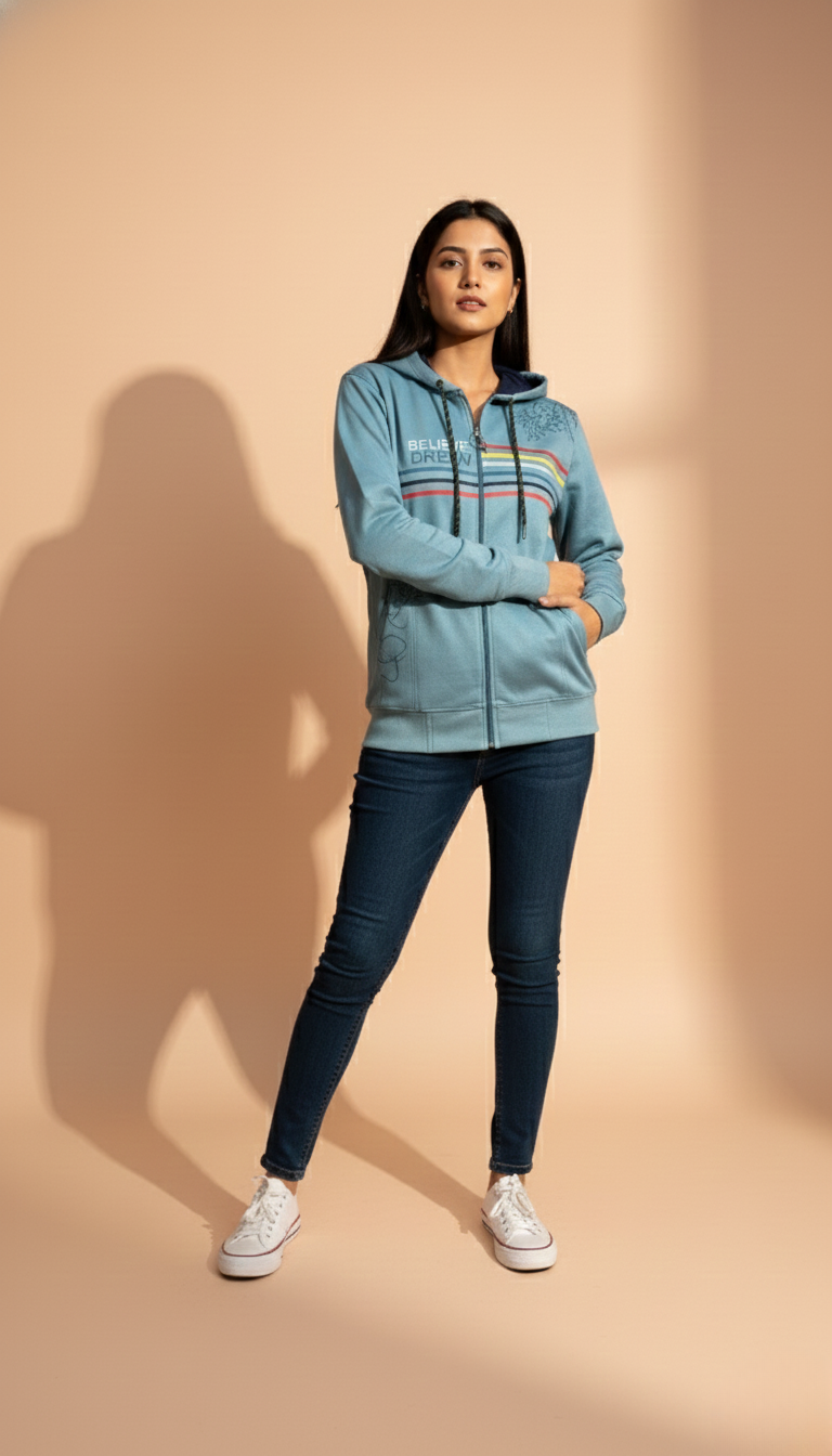 Teal Zipper Hoodie