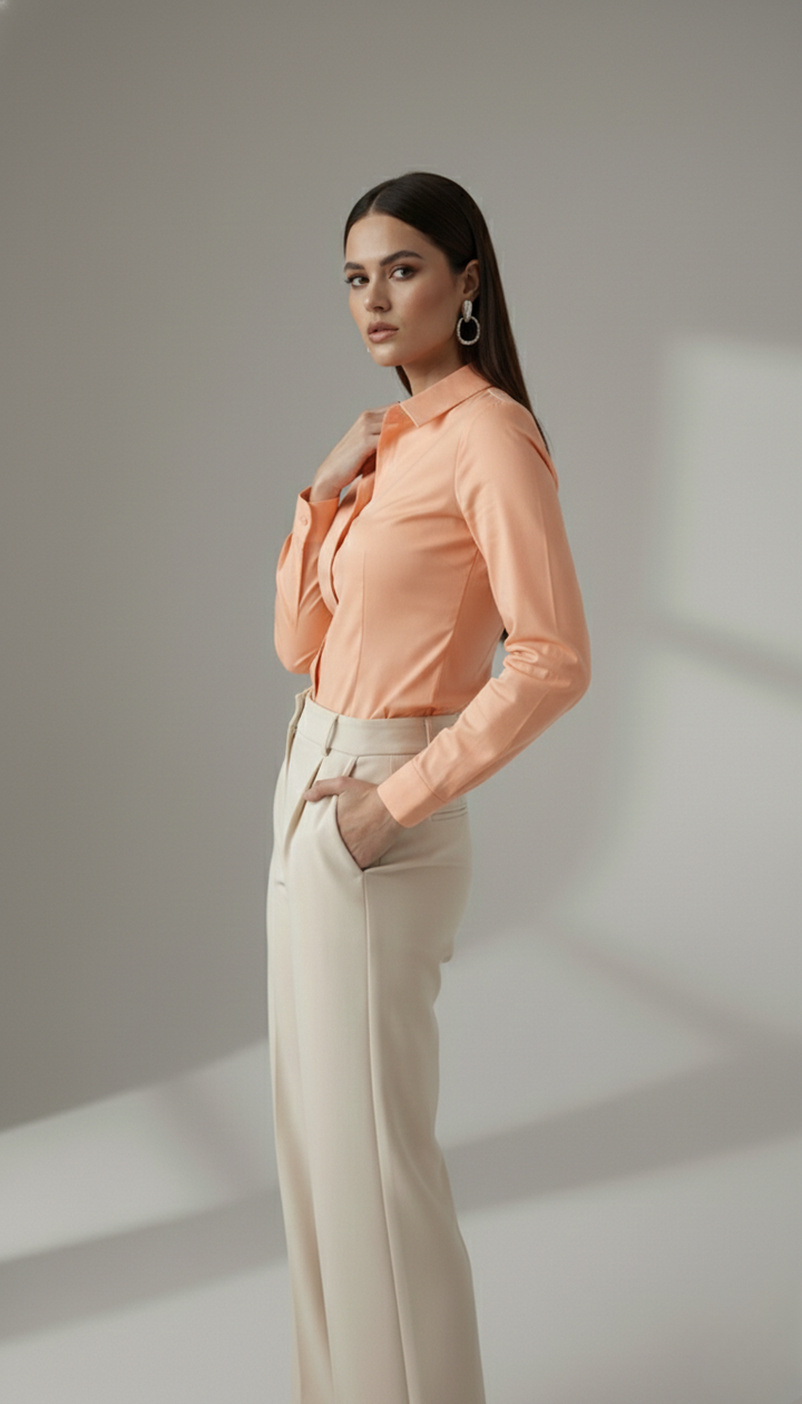 PEACH CLASSIC COTTON LONG-SLEEVE FORMAL SHIRT
