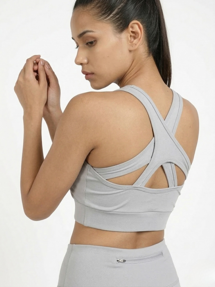 CrissCross Sports Bra Grey