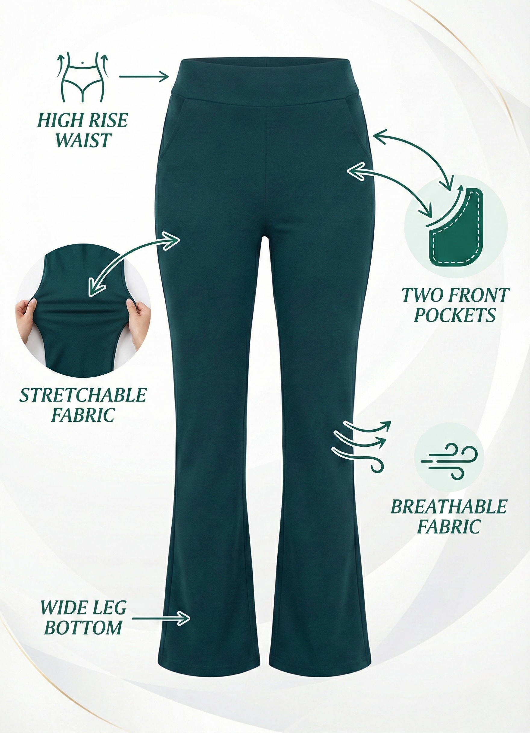 URBAN CONTOUR BELL BOTTOM HIGH WAIST TRANSFORMATIVE TEAL TROUSER
