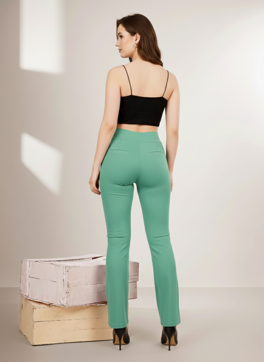 URBAN CONTOUR BELL BOTTOM HIGH WAIST JELLY MINT TROUSER