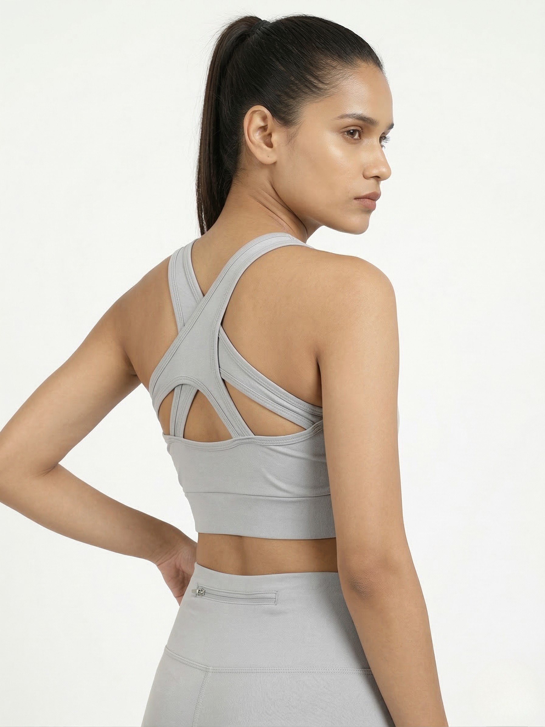 CrissCross Sports Bra Grey