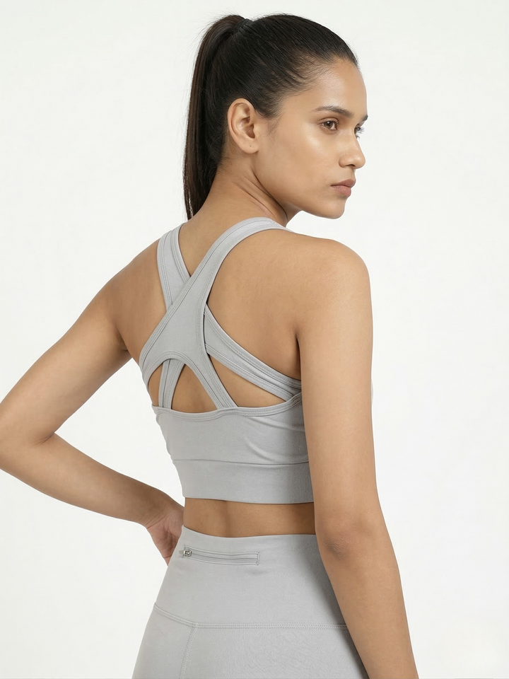 CrissCross Sports Bra Grey