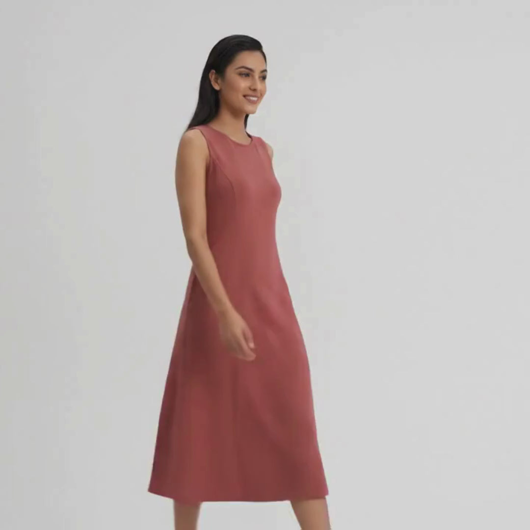 AZURE GRACE FLARED MIDI DRESS VINTAGE ROSE