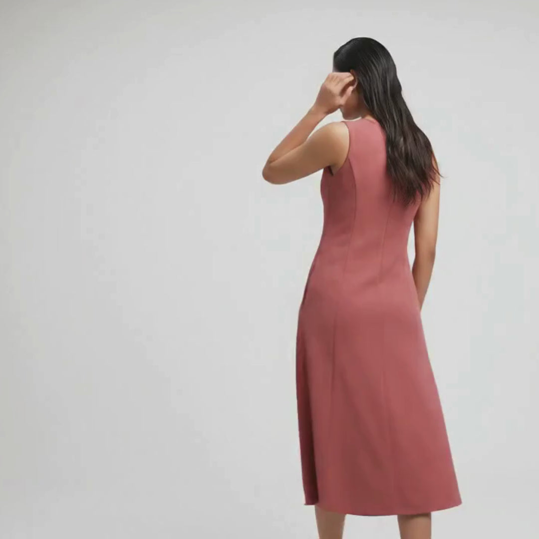 AZURE GRACE FLARED MIDI DRESS VINTAGE ROSE