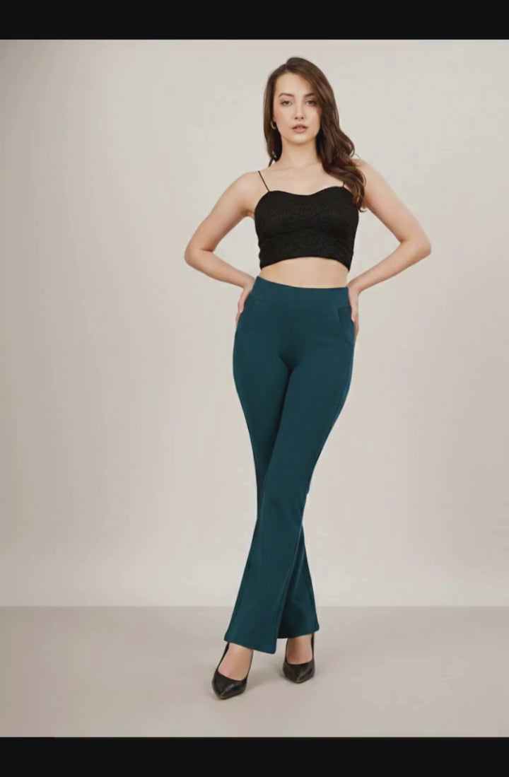 URBAN CONTOUR BELL BOTTOM HIGH WAIST TEAL JEGGING